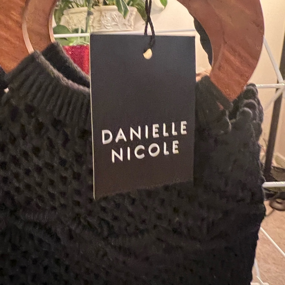 Danielle Nicole Black Macrame Bag Boho Style - image 3